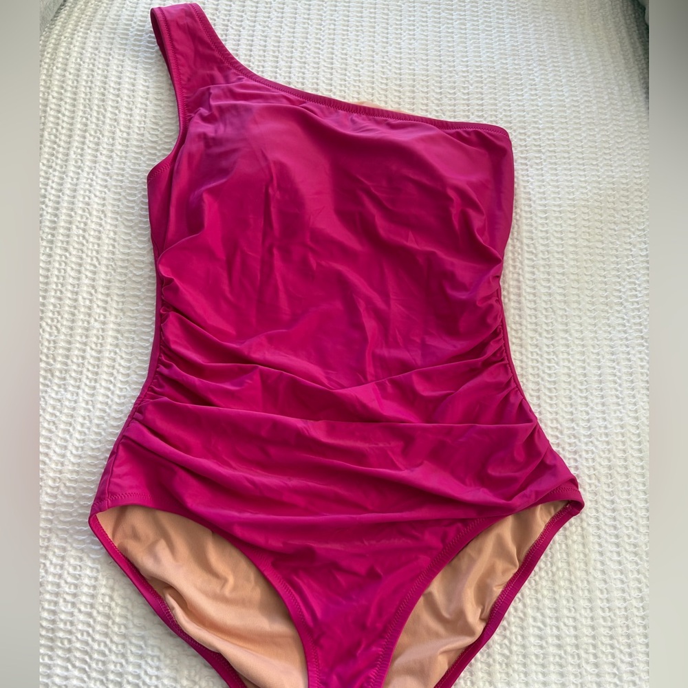 J. Crew Pink One-Shoulder Women’s One Piece